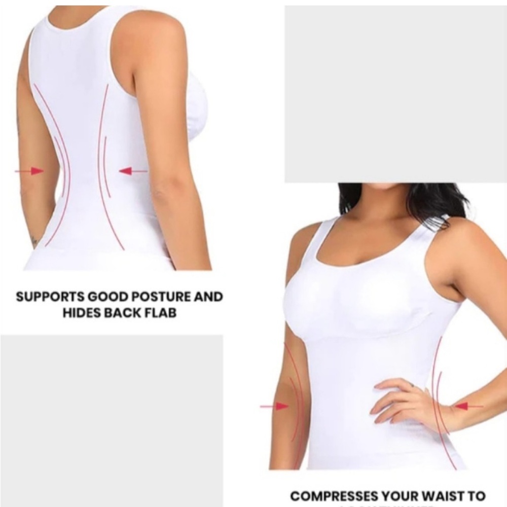 NWT WomanOcean Slimming Camisole with Built-in Bra in White Size Small
